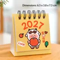 2027 cute yellow mini spiral desk calendar with cartoon sheep illustration for student desk decor - Orange Pattern / 6.5x3.8x7.5cm