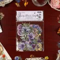 Premium purple floral PET stickers with gold foil Spring Flower Language theme for journals - 30 Sheets / Purple Rhythm/Purple