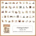 50er Set Vintage-Aufkleber aus PET mit alten Briefen, Tintenfässern und Skizzen für Journal - Vintage-Brief / 50 Blatt
