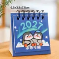Cute 2027 mini desk calendar with penguin illustration for office and student desktop decor - Bright Future / 6.5x3.8x7.5cm