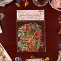 30 pieces of PET transparent floral stickers with elegant gold stamping for DIY crafts - 30 Sheets / Scarlet Gift/Red
