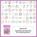 Buntes PET-Aufkleber-Set mit 60 nicht-wiederholenden Doodle-Icons für Tagebuch-DIY - Regenbogen-Süßigkeitenmenge / 50 Blatt