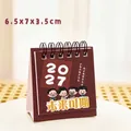 2027 mini standing desk calendar in brown with cute cartoon character illustrations - Promising Future Sunflower / 6.5x7x3.5cm