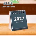 A compact 2027 mini standing desk calendar in blue color, measuring 7.5x6.5x3.5cm - 7.5x6.5x3.5cm / Blue