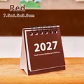 Compact 2027 mini desktop calendar in dark red, measures 7.5x6.5x3.5cm for study desk - 7.5x6.5x3.5cm / Red