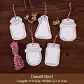 Set of small bottle-shaped blank cardstock wish tags with red and white twine for gifts - Small (Pack of 50) / White