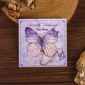 Elegant purple gradient butterfly metal bookmark with gold chain and diamond charm detail - 1 Piece / Flower Butterfly Dream