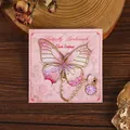 Delicate pink butterfly metal bookmark with chain and purple crystal pendant gift - 1 Piece / Glazed Butterfly Dream