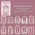 Vintage PET window stickers set for scrapbooking and DIY journaling, 10 pcs pack - Flowers Fall Like A Dream / 10 Pieces