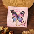 Detailed butterfly metal bookmark with starry enamel design and gold chain charm - 1 Piece / Butterfly Dream Stars A