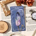 Artistic metal feather bookmark featuring purple gradient and fine gold chain - Purple Light Chasing Feather