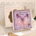 Elegant purple and pink metal butterfly bookmark with gold chain charm in gift box - Floral Dream With Gift Box (W878)