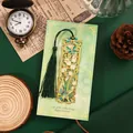 Vintage metal butterfly lily of the valley bookmark with elegant dark green tassel - Lily of the Valley Butterfly Dream Style / 1 Piece / Green