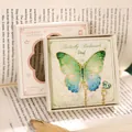 Green and blue enamel metal butterfly bookmark with heart charm in gift box - Eternal Dream With Gift Box (W878)