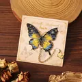 Vintage butterfly metal bookmark featuring starry night pattern and gold chain charm - 1 Piece / Passing Stars
