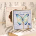 Elegant blue butterfly metal bookmark with gold chain and charm in premium gift box - Moon Shadow Dream With Gift Box (W878)