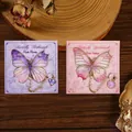Delicate butterfly-shaped metal bookmarks in purple and pink shades with gold chain - Floral Dream & Glaze Dream Set (W878)