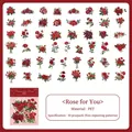 Set mit 50 nicht wiederholenden romantischen roten Rosen-PET-Aufklebern für DIY-Scrapbooking - Rose für Dich / 50 Blatt