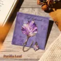 Elegant gold-plated purple leaf metal bookmark with delicate chain and small leaf charm - Perilla (W883) / 1 Piece