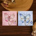 Elegant butterfly metal bookmarks in pink and blue with decorative floral backing cards - Glaze Dream & Moon Shadow Dream Set (W878)