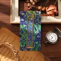 Elegant vintage metal hollow bookmark featuring Van Gogh Irises art painting design - Irises