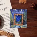 Elegant vintage metal bookmark featuring a miniature Gilded Starry Night oil painting - Gilded Starry Night