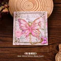 Exquisite pink butterfly metal bookmark with dangling charm on floral backing card - Single Pack / Pink Butterfly Shadow