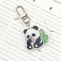 Cute cartoon panda acrylic keychain with metal clasp for school bags and gifts - Bamboo Panda (W102) / Panda Colorway