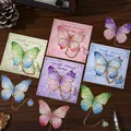 Assorted colorful butterfly metal bookmarks with matching floral backing cards for gifts - Flower Language Butterfly Series Set (W878)