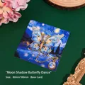 Blue and gold butterfly metal bookmark with chain and Starry Night backing card - Moon Shadow Butterfly Dance / Single Pack