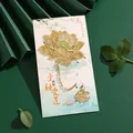 Elegant gold-plated hollow lotus flower metal bookmark with delicate chain and charm - Lotus Theme