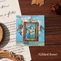 Vintage metal book clip featuring Van Gogh oil painting White Rose gold frame - Gilded Rose