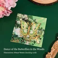 Exquisite golden metal butterfly bookmark with green enamel detail and delicate chain - Forest Butterfly Dance / Single Pack