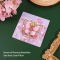 Elegant pink metal butterfly bookmark with golden plating on purple display card - Dream of Fantasy Butterfly / 1 Piece