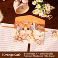 Cute cartoon orange cat stationery set including four envelopes and four letter sheets - Orange Cat (W105-03) / 4 Envelopes + 4 Sheets