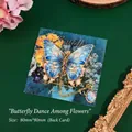 Blue butterfly metal bookmark with artistic floral backing card and gold chain. - Butterfly Dance Among Flowers / Single Pack