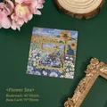 Vintage gold-plated metal bookmark featuring a colorful oil painting flower sea design - Flower Sea A