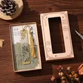 Elegant gold-toned ancient style metal bookmark with tassel and bamboo motif in a gift box - Bamboo Rhythm / Bookmark With Gift Box