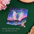 Exquisite blue and purple butterfly metal bookmark on decorative star card - Stellar Butterfly Dance / Single Pack
