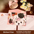 Cute cartoon Bichon Frise letter set with pink envelopes and matching stationery - Bichon Frise (W105-05)