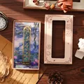 Klassisches Vintage Metall-Lesezeichen mit Lesezeichenkarte im Monet-Stil und Box - Seerosen Wellen / Kartonverpackung