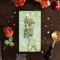 Elegant metal butterfly bookmark featuring teal enamel on a decorative green gift card - 1 Piece (No Box) / Qingwu Green