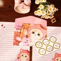 Adorable pink Ragdoll cat stationery set with 4 envelopes, 4 sheets, and stickers - Ragdoll Cat + Stickers (W105-07)