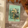 Creative metal carnation flower bookmark with gold chain and green backing card - Carnation (W883) / 1 Piece