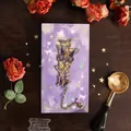 Exquisite vintage butterfly metal bookmark with chain on a purple decorative gift card - 1 Piece (No Box) / Misty Purple