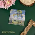 Artistic vintage gold metal bookmark featuring Monet style oil painting in 45x45mm - Girl A