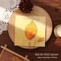 Elegant golden metal elm leaf bookmark with delicate chain and charm on yellow card - Single Piece (8x8cm Card) / Elm Leaf (Yellow Gradient)