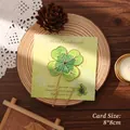 Exquisite four-leaf clover metal bookmark with gold edges on a green 8x8cm backing card - Single Piece (8x8cm Card) / Clover (Green)