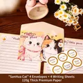 Cute cartoon cat stationery set including envelopes letter paper and stickers - Calico Cat + Stickers (W105-10)