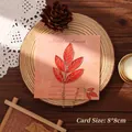 Exquisite red maple leaf metal bookmark with gold trim and leaf pendant detail - Single Piece (8x8cm Card) / Red Maple Leaf